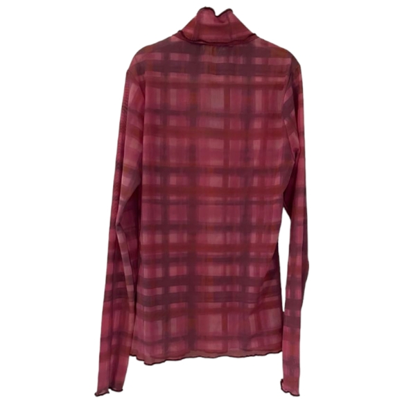 Pink Anthropologie Pilcro Women's Plaid Turtleneck Top - Picture 3 of 8